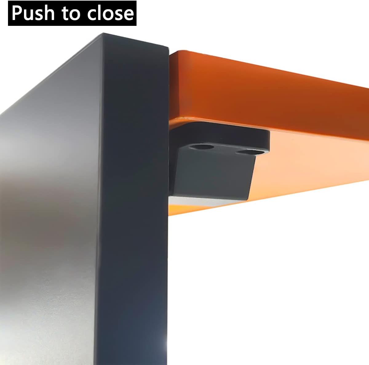JJEAN-Self-Closing Push to Open Door Latch Cabinet Hardware 2 Pack Push Latches & Lock for Hidden Door Push Release Drawer Pull Tip on Closet Close Touch Locking Strong Pop Out, Black