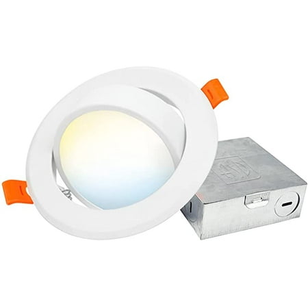 

ASD 4 Inch Gimbal LED Recessed down light w/ Junction Box 3 CCT Selectable 3000K 4000K 5000K LED Dimmable Downlight Directional 9W 630Lm