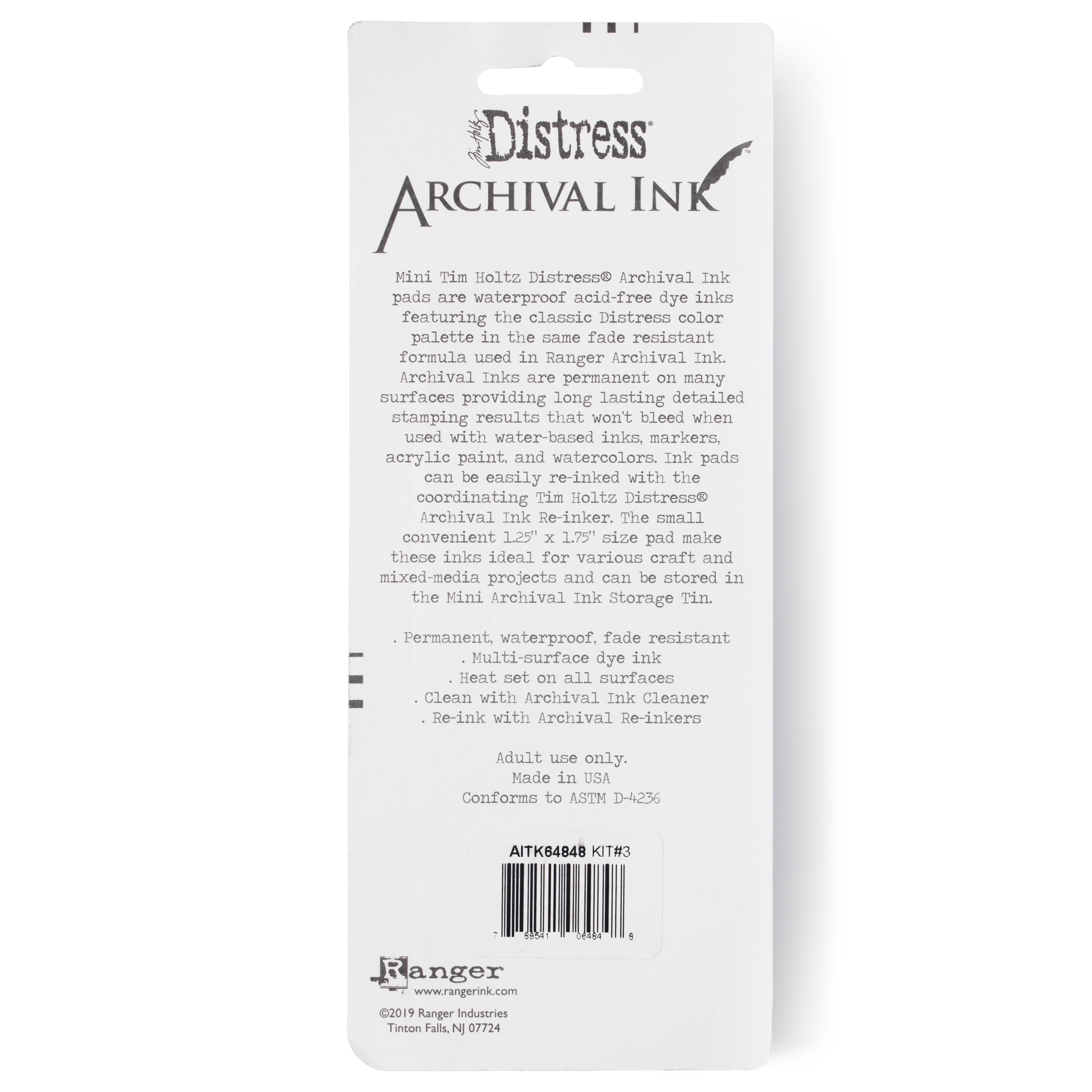Tim Holtz Distress Mini Archival Ink Pad, Kit 3, 6 Packs: 4 ct. (24 total)