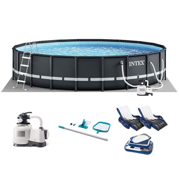INTEX 26ft x 52in Ultra XTR Above Ground Swimming Pool, Floats (2 Pack), & Inflatable Cooler