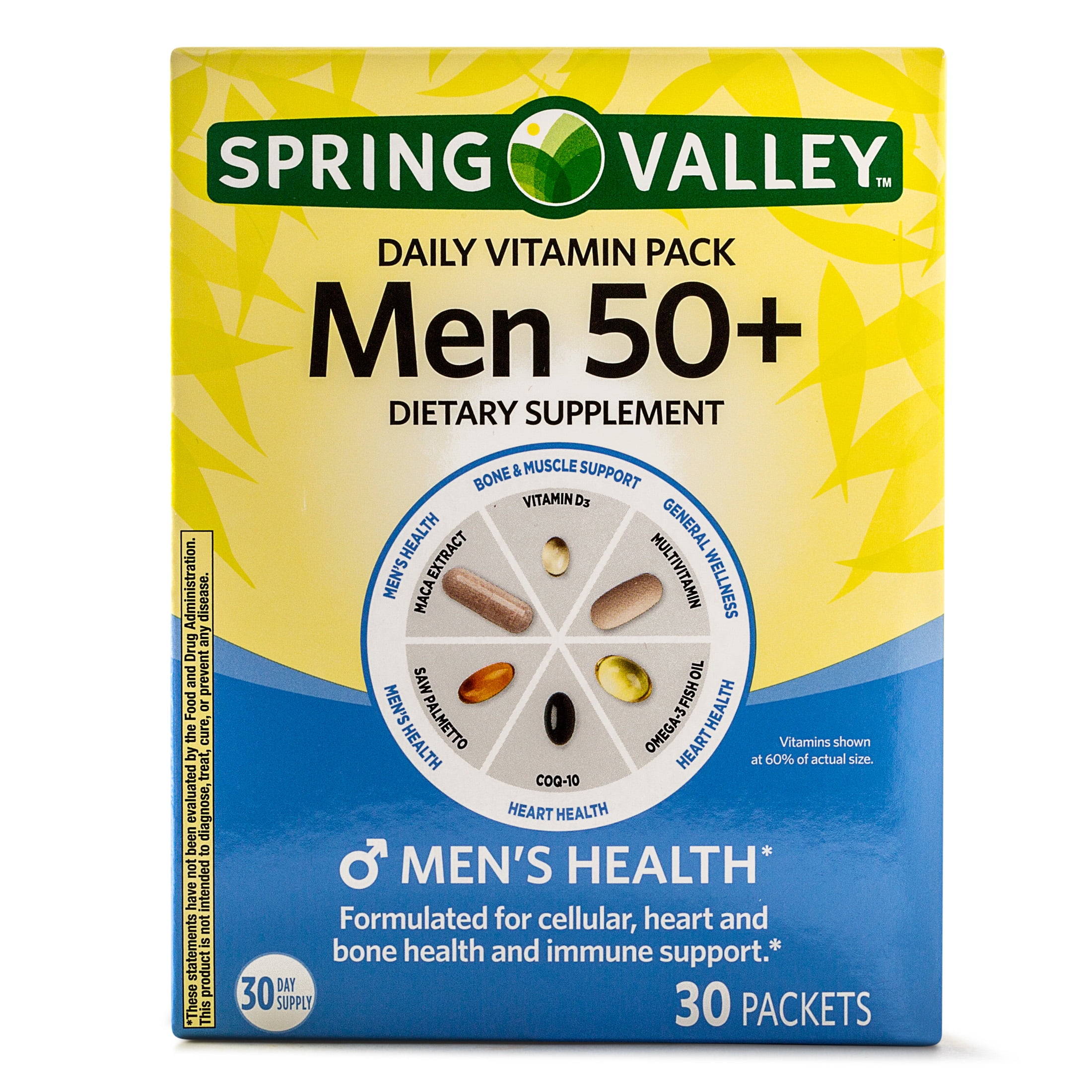 Spring Valley Men 50+ Daily Vitamin & Mineral Supplement Packs, 30