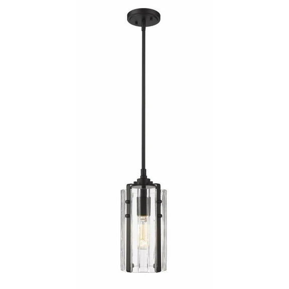1 Light Mini Pendant in Industrial Style-12 inches Tall and 5.5 inches Wide-Matte Black Finish Bailey Street Home 372-Bel-4973413