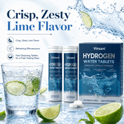 Hydrogen Water Effervescent Tablets Daily Supplement, 100 Count Total, 200mg Per Serving, Generates 12ppm Hydrogen, Fast Dissolving Zesty Lime Flavor