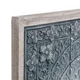 thumbnail image 5 of DecMode Metal Farmhouse Carved / Scrollwork Detailed Floral Wall Decor 33"W x 34"H, Washed Blue / Turqoise Finish with White Wooden Frame, 5 of 15