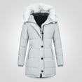 thumbnail image 2 of Rovga Womens Jackets 2024 Trend Long Sleeves Winter Hoodie Zipper Inside Hooded Fashion Drawstring Slim Warm Padded Coat Stylish Retro Clothes Grey 5Xl, 2 of 2