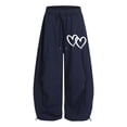 thumbnail image 4 of SJLDQY Girls Sweatpants Heart Graphic Baggy Pants Drawstring Waist Pants with Pockets, 4 of 5