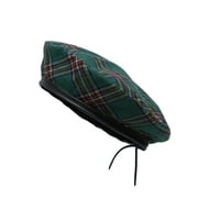 WITHMOONS Cotton Plaid Beret Hat Tartan Check French Beanie Cap YZF0083 (Green)