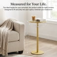 thumbnail image 4 of Gold Drink Table, Indoor Outdoor Small Round Side Table with Glass Top & Scroll Design, 24.7" Metal Pedestal End Table for Living Room, Patio, Balcony, Small Spaces, Weather Resistant, 4 of 9