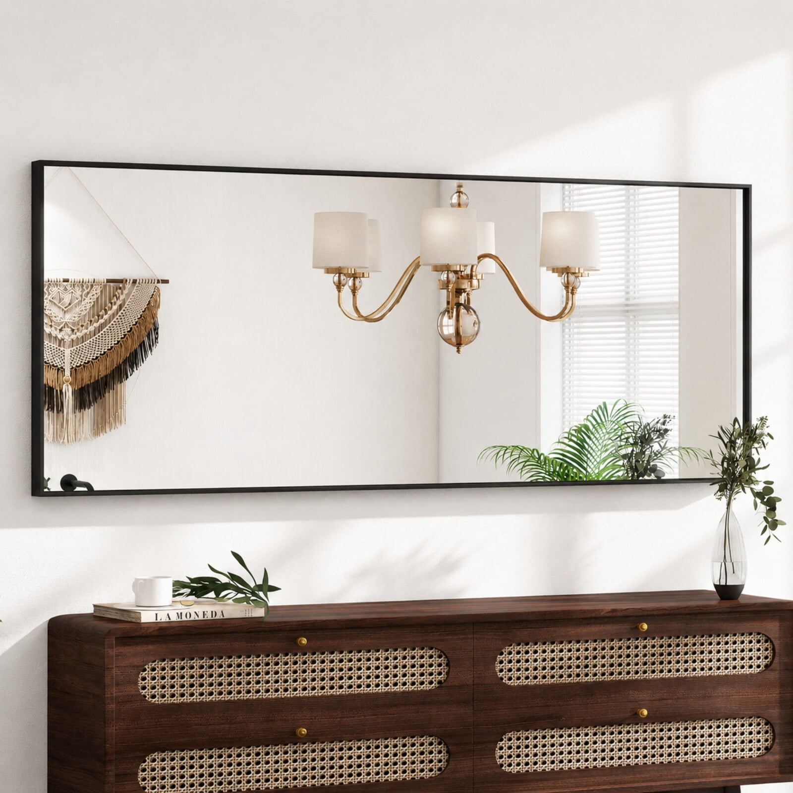 Lumora 64.3"x 21" Full Length Mirror with Frame Large Wall Mounted or Leaning Floor Mirror, Black
