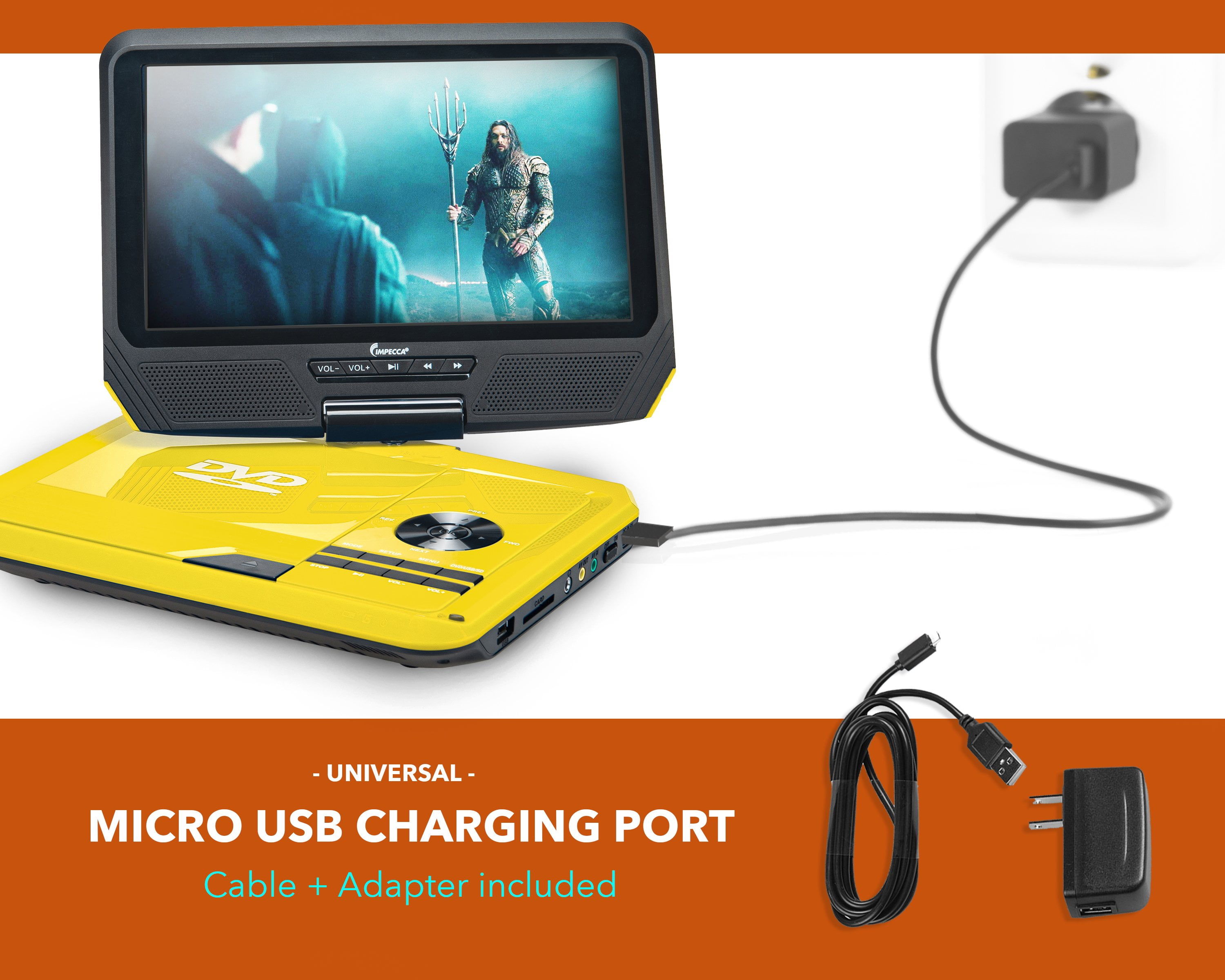 Impecca 9” Portable DVD Player Includes Flip and Swivel Screen