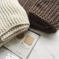 thumbnail image 2 of Bufandas de lana hechas a mano para mujeres en invierno, bufanda cálida de punto para amantes de los estudiantes de Color sólido grueso (caqui), 2 of 5