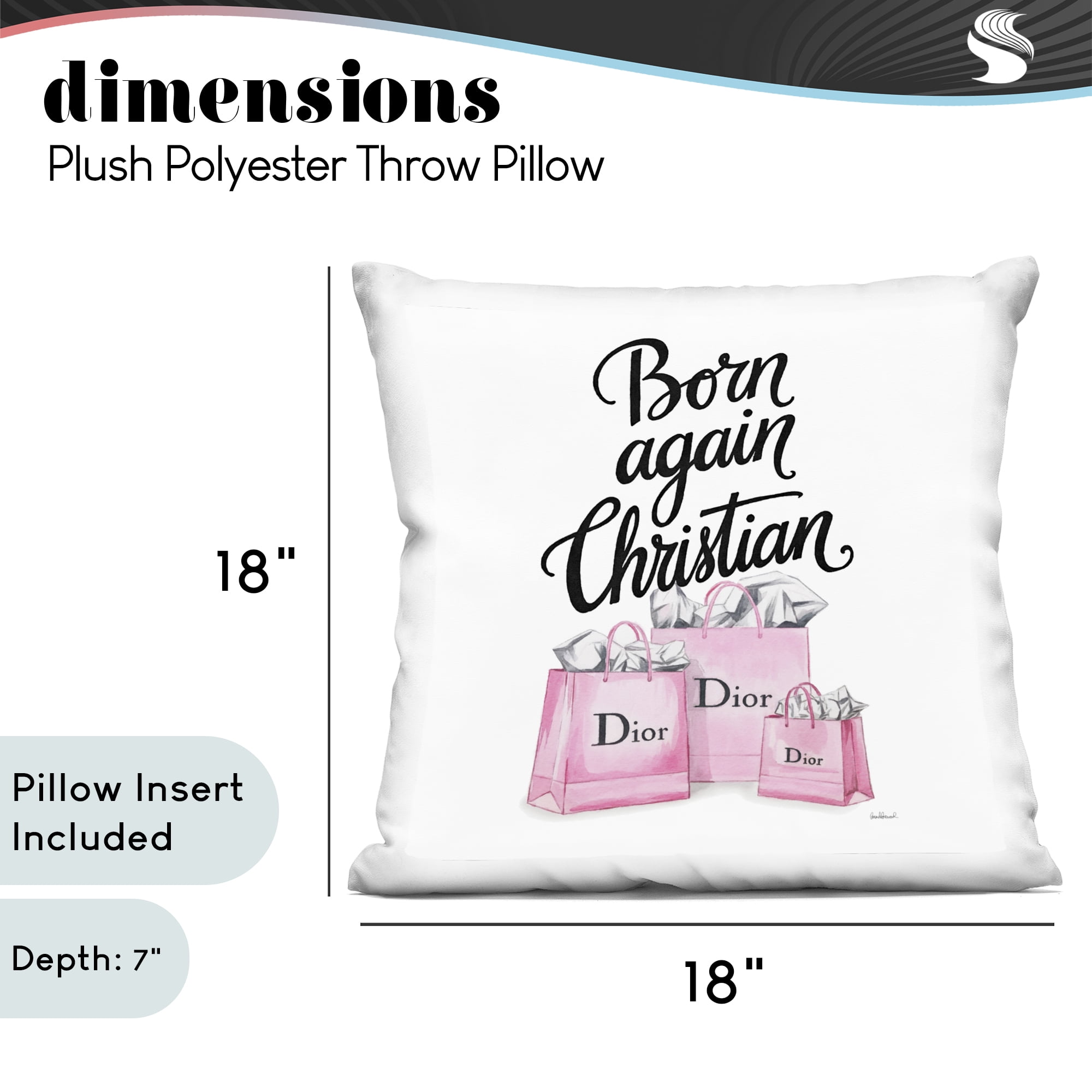 Stupell Industries Glam Born Again Christian Decorative Printed Throw Pillow, design by Amanda Greenwood, 18 x 7 x 18