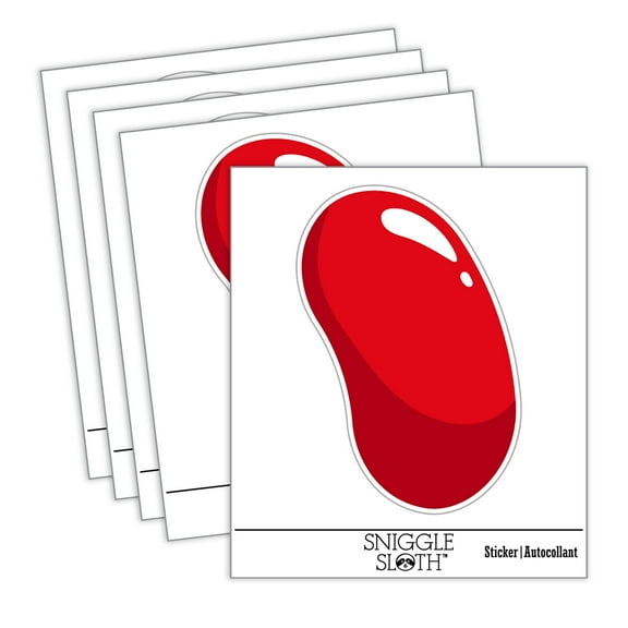 Jelly Bean Solid Car Window Bumper Water Bottle Phone Tablet Laptop Waterproof Vinyl Decal Sticker Set 5-Pack - Gloss Finish - 2.0"