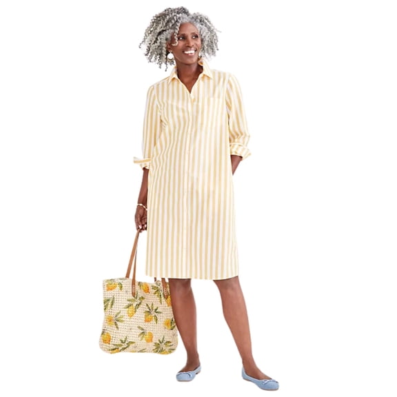 Style & Co Women's Cotton Striped Shirtdress – Bold Stripe Yellow, Petite Medium