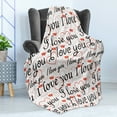 thumbnail image 4 of I Love You Soft Flannel Fleece Throw Blanket, Beauty of Love Style Typography Birthday Forever Never Let Me Go Print, Cozy Plush for Indoor and Outdoor Use, 50" x 70", Red Black White, by Ambesonne, 4 of 5
