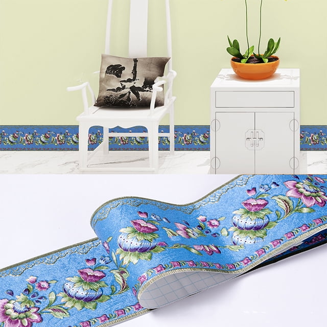 VONKY PVC Border Wall Corner Stick Durable And Waterproof Surface With Exquisite Workmanship Wallpaper For Living Room Decor red lantern flower 1Set
