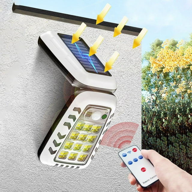 Fiudx Luces Solares con Sensor de Movimiento, 72 Led Superbrillantes, 3 Modos de Iluminación, Ip55 a Prueba de Agua, Fácil Instalación, Iluminación de Seguridad para Pared Exterior, Patio, Jardín, Po