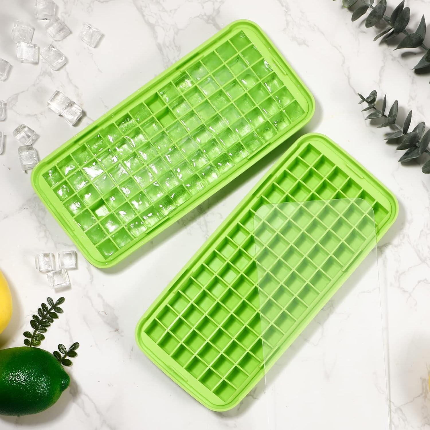 Silicone Ice Cube Tray with Lid Easy Release Small Ice Molds 86 Grids Mini Crushed Tiny Ice Trays for Drinks Coffee Juice Whiskey Cocktails