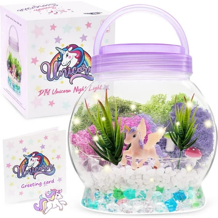 

DIY Light-Up Terrarium Kit for Kids with Unicorn Toys Building Your Wonder Garden Unicorn Craft Nightlight Gift for Girls Age 3 4 5 6 7 8+Years Old Unicorn Stuff Birthday Gift Bedroom Decor