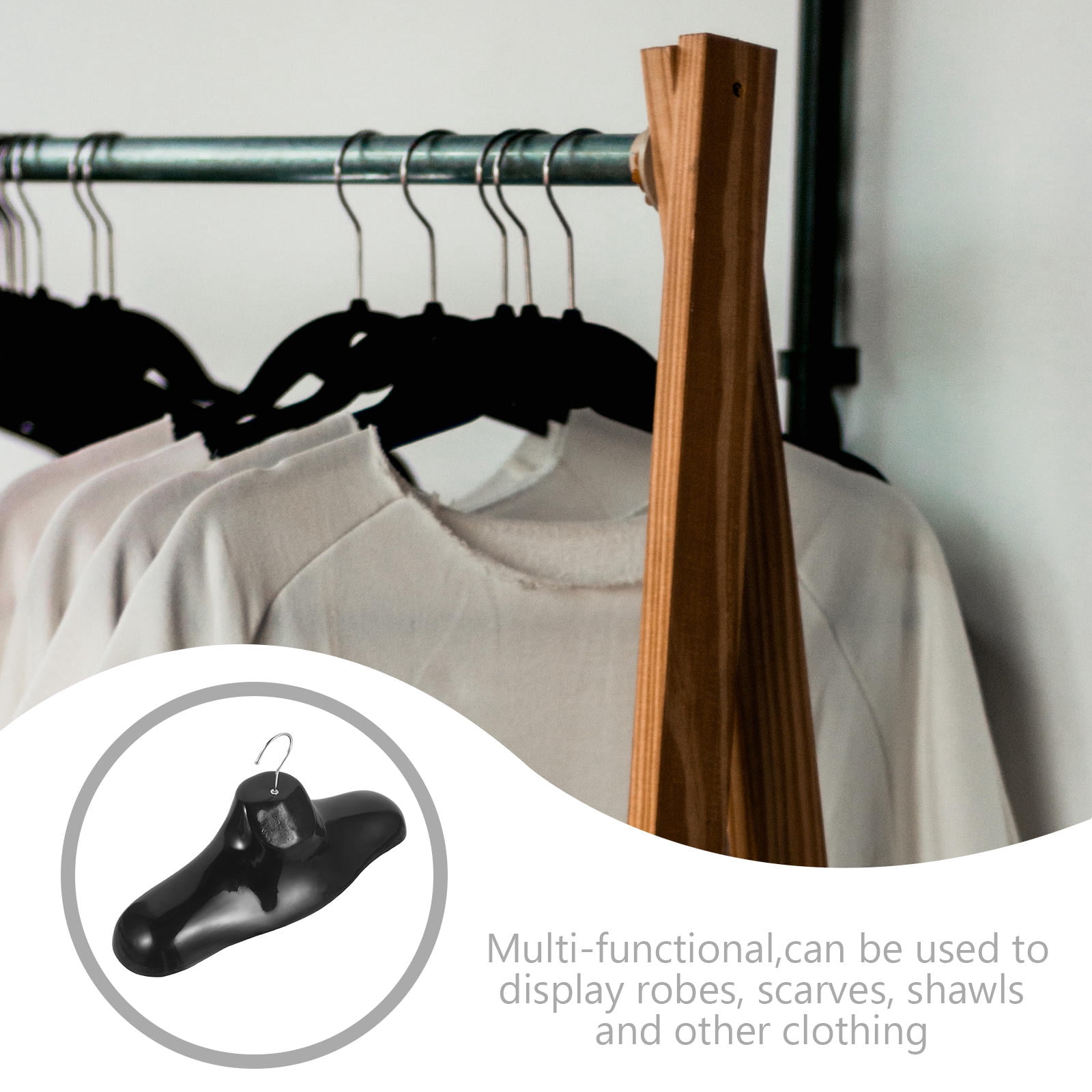 Soimiss 5Pcs Black Mannequin Rack for Displaying Shawls Scarves and Robes Plastic Shoulder Shape Hanger