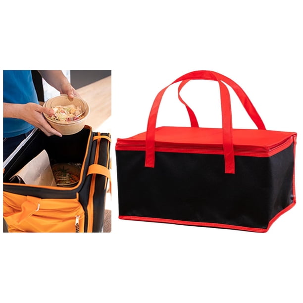 Bolsa térmica para almuerzo, para picnic, con asa, multiusos, para calentar alimentos, ideal para catering, restaurantes, hogar, exteriores y trabajo. Rojo