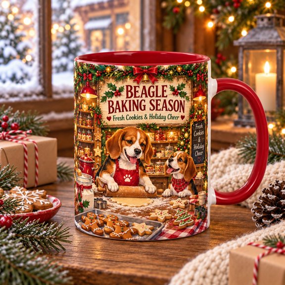 Coffee Mug Beagle Baking Season Christmas Drinkware for Dog Lovers