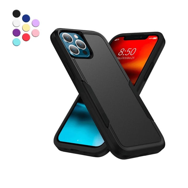 Entronix Funda Resistente Diseñada para iPhone 12, Cubierta Protectora a Prueba de Golpes de Triple Capa, Color Negro
