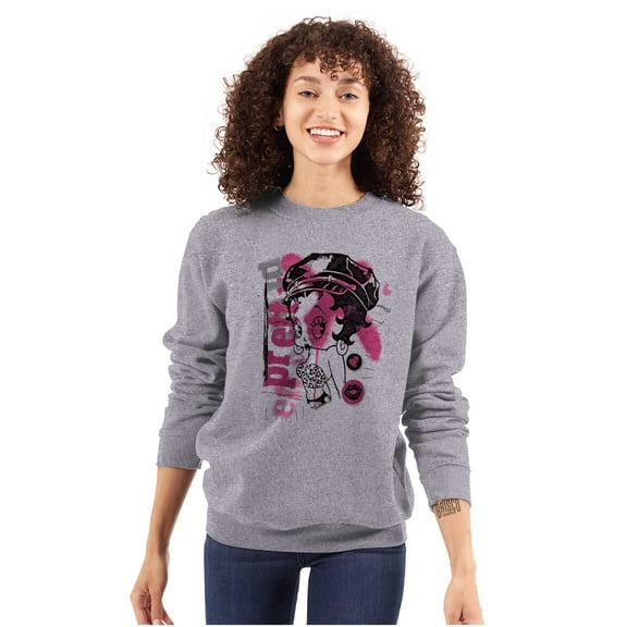 Betty Boop Pretty Punk Paint Splatter Women Plus Size Sweatshirt Brisco Brands 2X