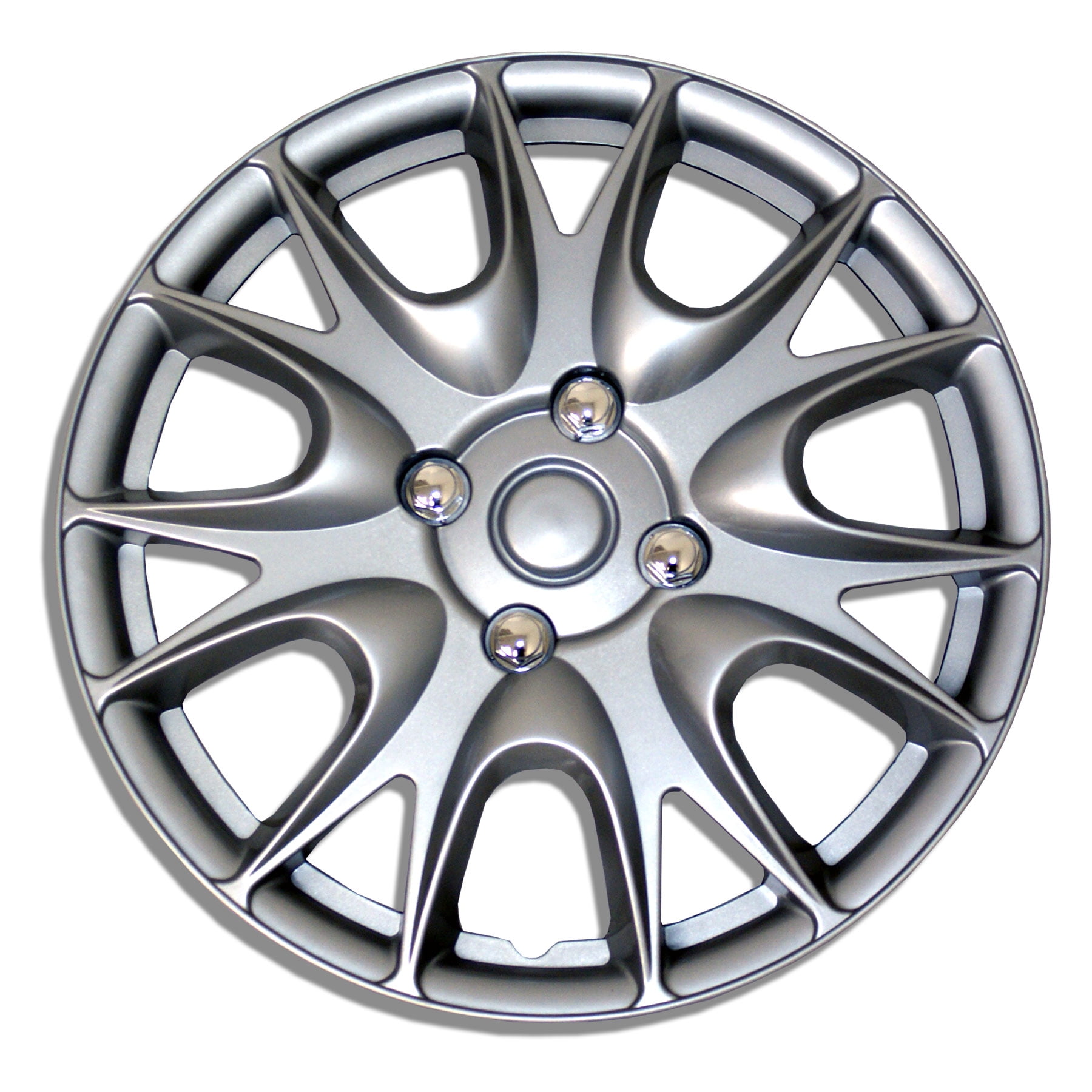 TuningPros WSC-502S15 Hubcaps Wheel Skin Cover 15-Inches Silver Set of 4