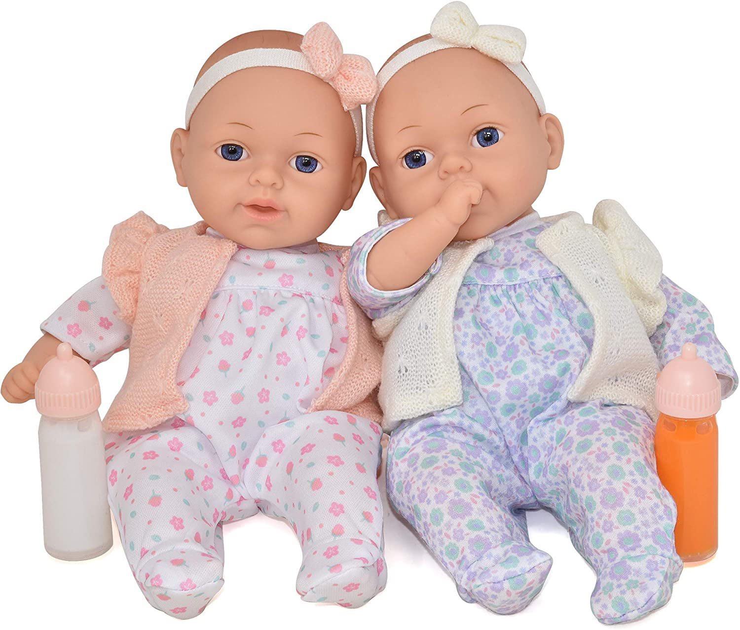 13 Inch Soft Body Baby Dolls with Magic Disappearing Milk Bottle and Juice Bottle Twin Baby Dolls 