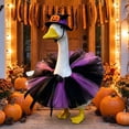 thumbnail image 6 of AZXY Halloween Porch Goose Outfit, Purple Black Spider Web Pumpkin Witch Hat & Fluffy Tulle Tutu Kit for 23 Inch Resin Lawn Goose Statue, Front Door Courtyard Patio Fall Harvest Outdoor Decor, 6 of 7