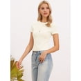 thumbnail image 4 of DARING DIVA Women's Short Sleeve Crew Neck Button Down Knitted Tshirts XS White, 4 of 6