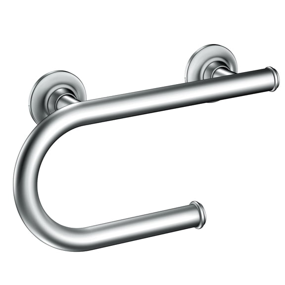 Moen Chrome Bathroom Safety 8-Inch Grab Bar with Integrated Toilet Paper Holder
