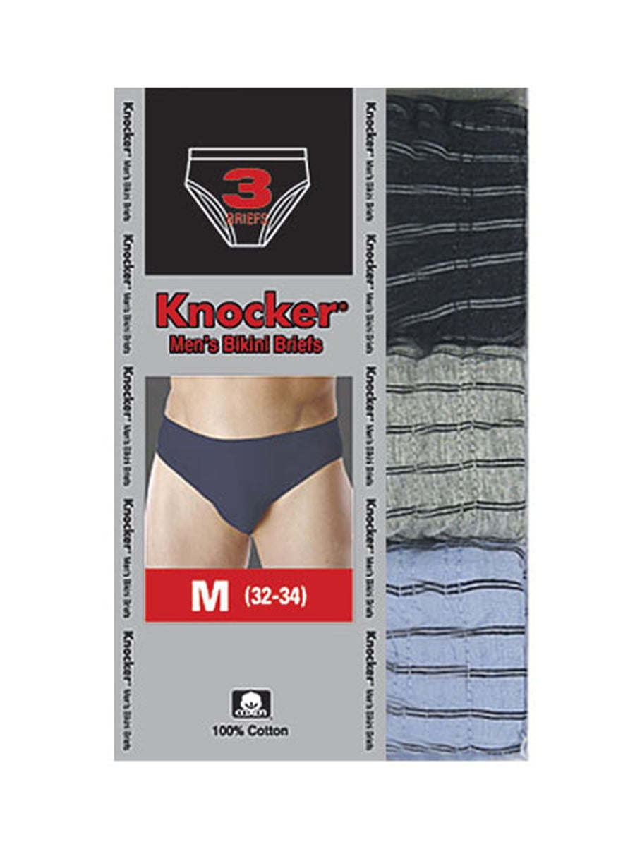 247 Frenzy Men's Essentials Knocker PACK OF 3 Solid Bikini Briefs, Size MD  