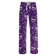 thumbnail image 4 of IYYVV Halloween Pajama Pants for Women Stretch Drawstring Lounge Pants Casual Pumpkin Ghost Printed Wide Leg Pjs Bottoms Purple 2XL, 4 of 5