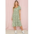 thumbnail image 2 of Sage Ditsy Floral Square Neck Ruffle Hem Midi Dress, 2 of 7