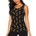 thumbnail image 1 of Fotbe Gold Glitter Pineapples Blusas Sin Mangas para Mujer – Estilo Casual, Corte Suelto, Slim-Fit, Cuello Redondo Deportivo, Tops de Verano para Gimnasio y Yoga-Small, 1 of 7