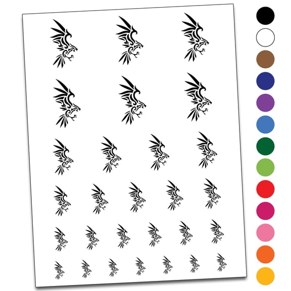Tribal Eagle Hawk Water Resistant Temporary Tattoo Set Fake Body Art Collection - Yellow
