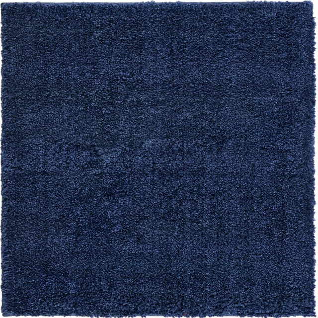 Unique Loom Tapis Moderne Solo en Peluche pour Enfants 4' x 4' Carré Bleu Marine