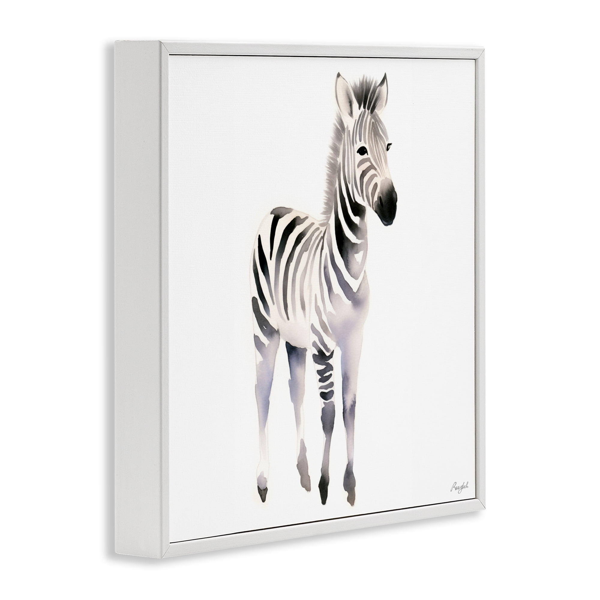 Stupell Industries Minimal Zebra Foal White Framed Giclee Art, design by Roozbeh
