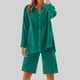 thumbnail image 1 of mfyjkho Pantalones Cortos De Entrenamiento Para Mujer, Conjunto De Top Y Pantalones Cortos De Lino Para Mujer, Holgado, Informal, De Color Liso Y Cuello Redondo, Manga 3/4 Xxxxxl, 1 of 9