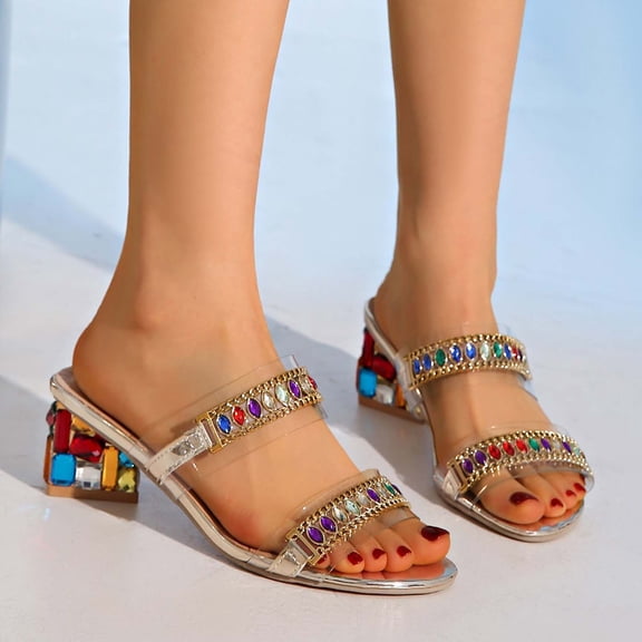 Womens Ankle Strap Block Heel Sandals Ladies Strappy Buckle Prom Party Shoes Gold 6