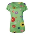 thumbnail image 3 of Babysbule Womens Summer Tops Women's Casual V-Neck Daisy Print Short Sleeve T-Shirt Top, 3 of 5