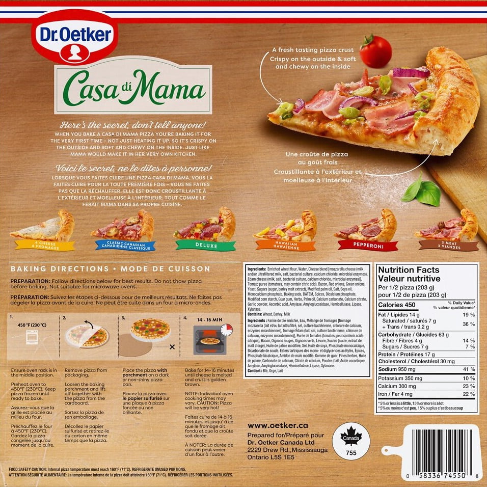 Dr. Oetker Casa di Mama Bacon Pizza, 405 g