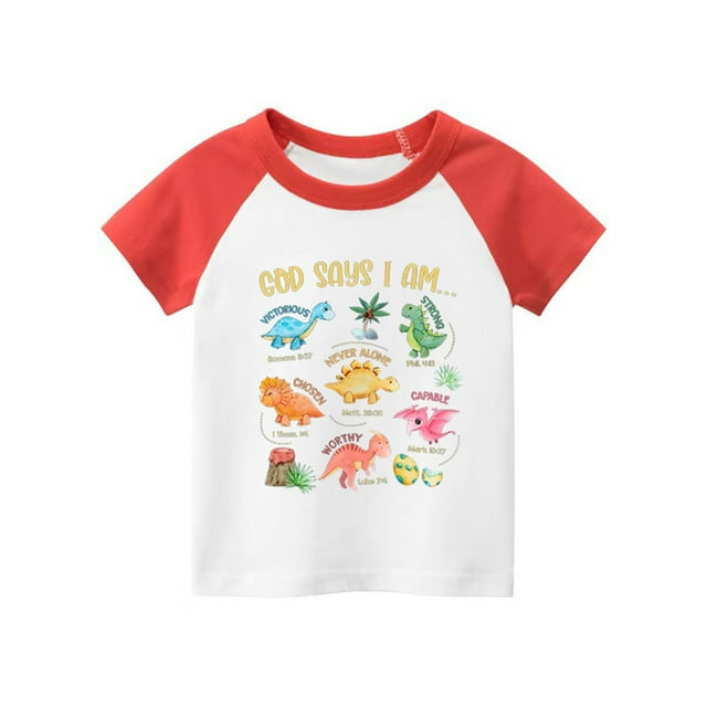 Hiiyo T-Shirt pour Grands Garçons Imprimé Dinosaure Manches Courtes T-Shirt d'Été Décontracté