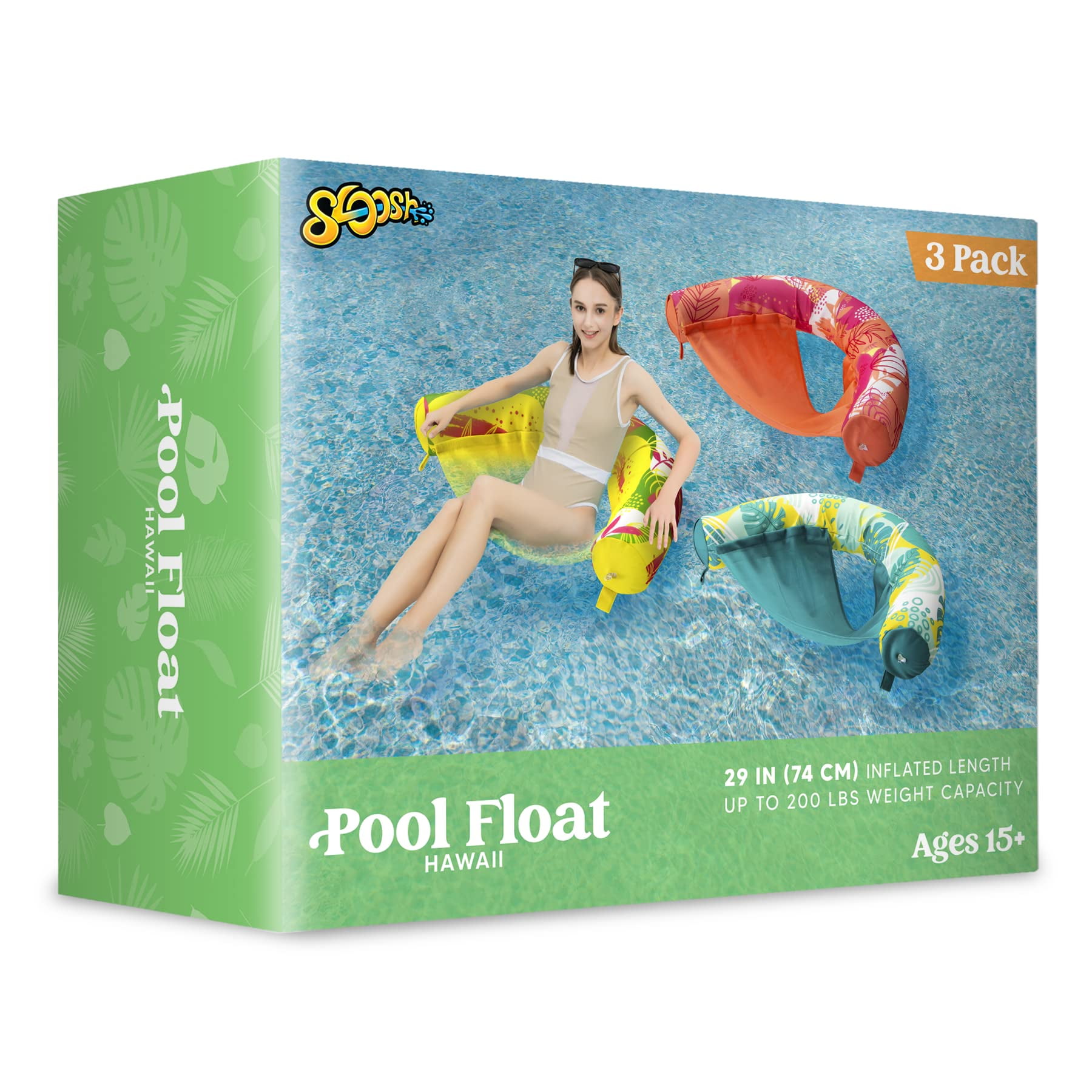 Sloosh 3 Packs Inflatable Pool Float Noodle Chair, Floral Design