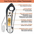thumbnail image 4 of Flamen Digital Meat Thermometer, 2 in1 Dual Probe Food Thermometer with Backlight, Temperature Alarm, Waterproof Instant Read Meat Thermometer for Kitchen, Deep Frying, Baking,Turkey, BBQ (Black), 4 of 6
