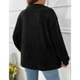 thumbnail image 5 of Women Plus Top 5XL Sweater Top Loose Pullover Lady Top Long Sleeve Daily Autumn Sweater Turndown Collar Casual Striped Cogild, 5 of 5