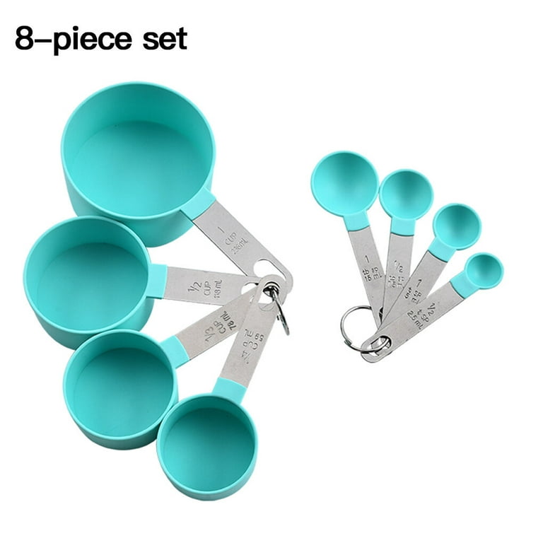 8 Pcs/set Measuring Cup Spoon Set Stainless Steel Handle Plastic Measuring  Cup Cooking Baking Tool 