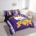 thumbnail image 3 of Castle Fairy Sport Rugby Football Bedding Comforter Set 7 Pieces for Female Men Adults,Ball Gamer Full Bedding Set Lightweight,Purple Yellow Fitted Sheet Flat Sheet,Ultra Soft Home Decor,Reversible, 3 of 8